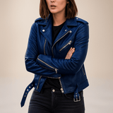 Vintage Naisten Nahkatakki - Vetoketju - Tyylikäs & Kestävä - EmiyoSuomi - Takki Nainen