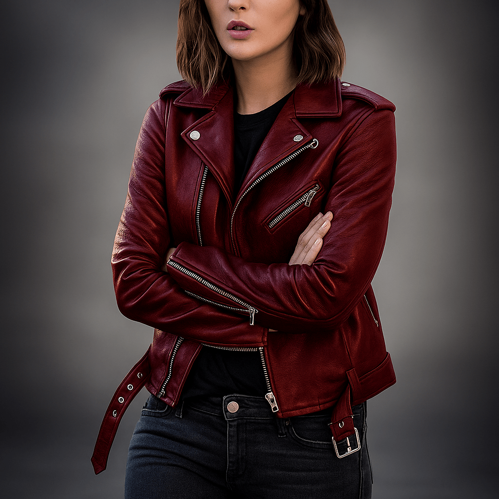 Vintage Naisten Nahkatakki - Vetoketju - Tyylikäs & Kestävä - EmiyoSuomi - Takki Nainen