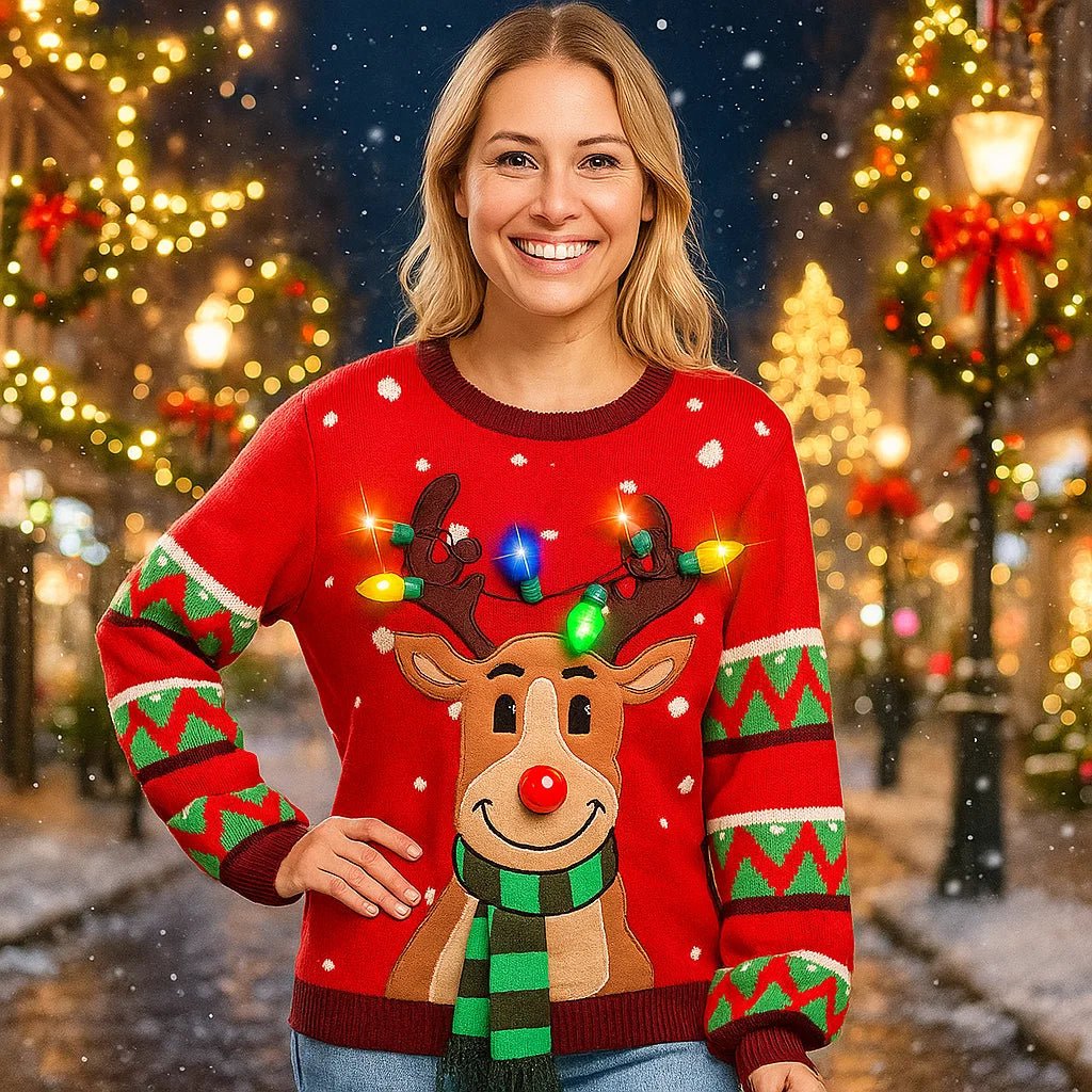 Vivano Naisten Joulupaita – Hohtava Poro – Tyylikäs & Lämmin - EmiyoSuomi - Joulupuserot