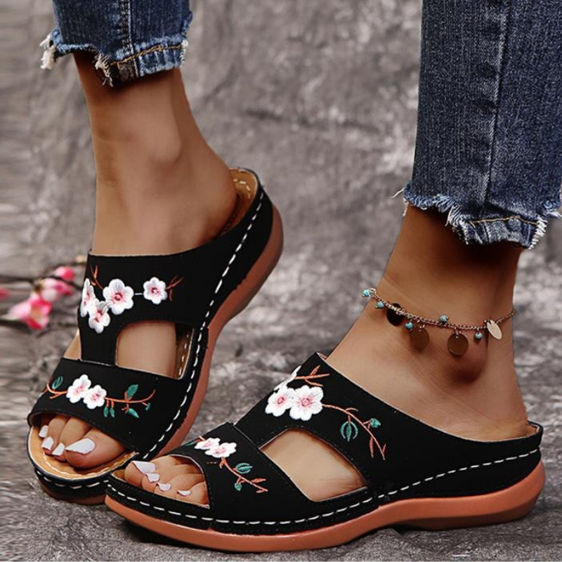 Rosalinda | Ortopediset ja tyylikkäät kukalliset tossut-kengät-EmiyoSuomi