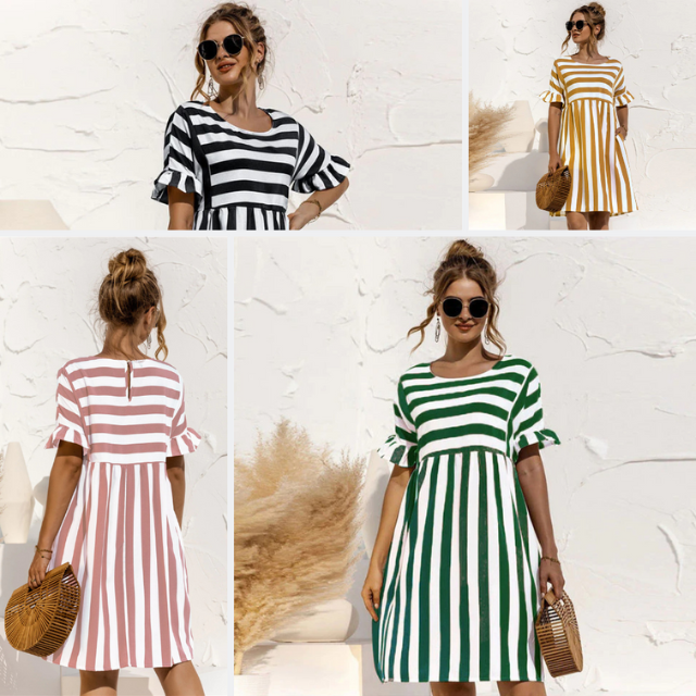 Emilia | Raidallinen Kesämekko-Mekot-EmiyoSuomi