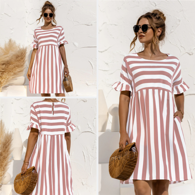 Emilia | Raidallinen Kesämekko-Mekot-EmiyoSuomi