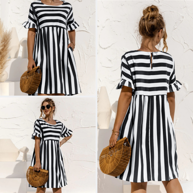 Emilia | Raidallinen Kesämekko-Mekot-EmiyoSuomi