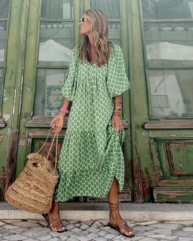 Mila | Vihreä pitkä mekko-Clothing-EmiyoSuomi