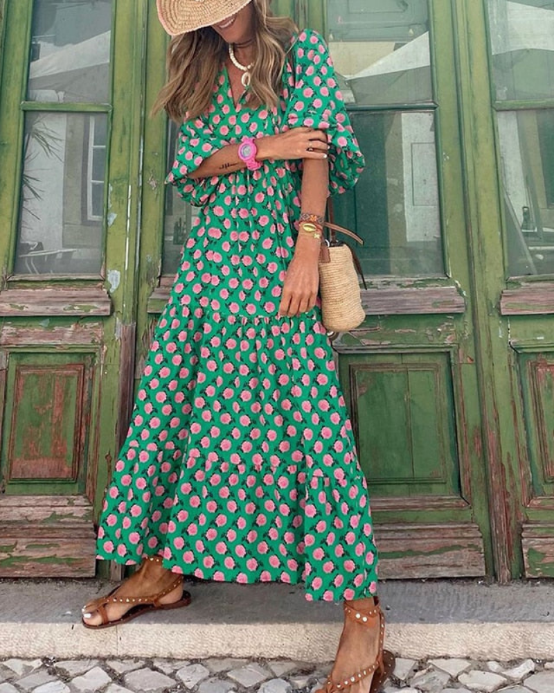 Mila | Vihreä pitkä mekko-Clothing-EmiyoSuomi