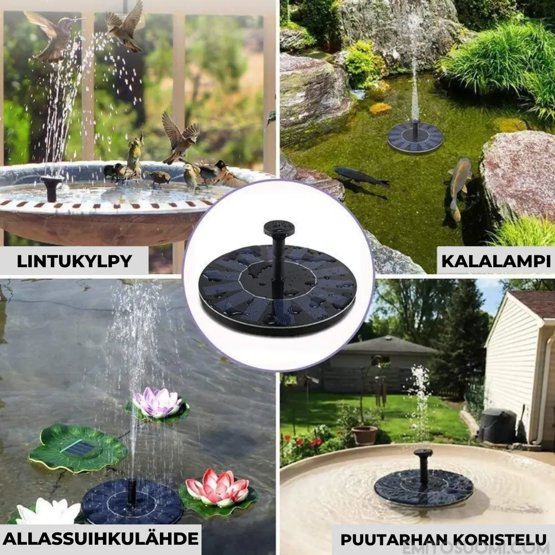 Emiyo Solar Fountain | Luo puutarhaan rentouttava ilmapiiri-EmiyoSuomi