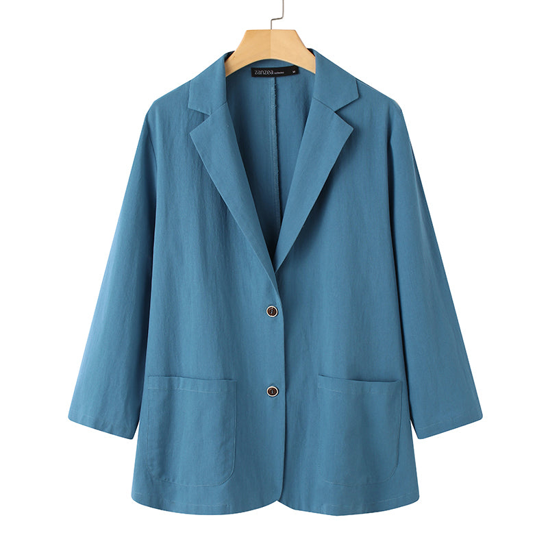 Nica | Puuvillainen pitkähihainen bleiseri-EmiyoSuomi