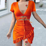 Calista | V-kaula-aukkoinen kukkakuvioinen setti-Clothing-EmiyoSuomi