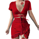 Calista | V-kaula-aukkoinen kukkakuvioinen setti-Clothing-EmiyoSuomi