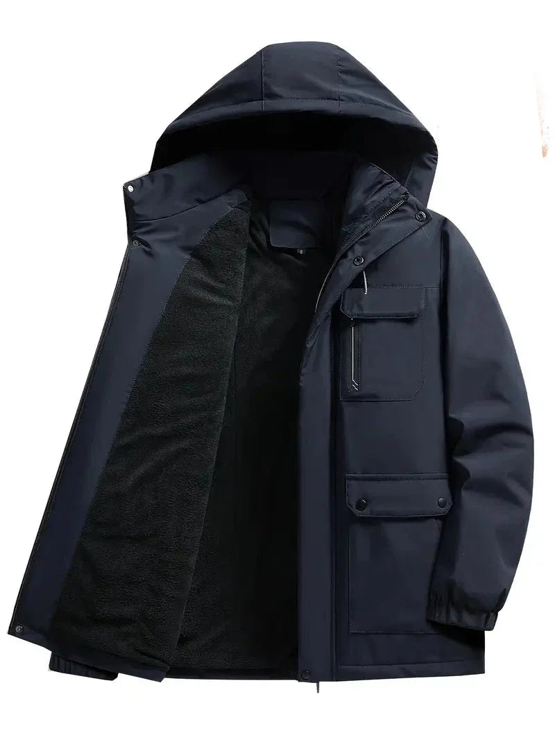 Miesten vedenpitävä hupullinen parka untuvatakit regular fit talvitakki