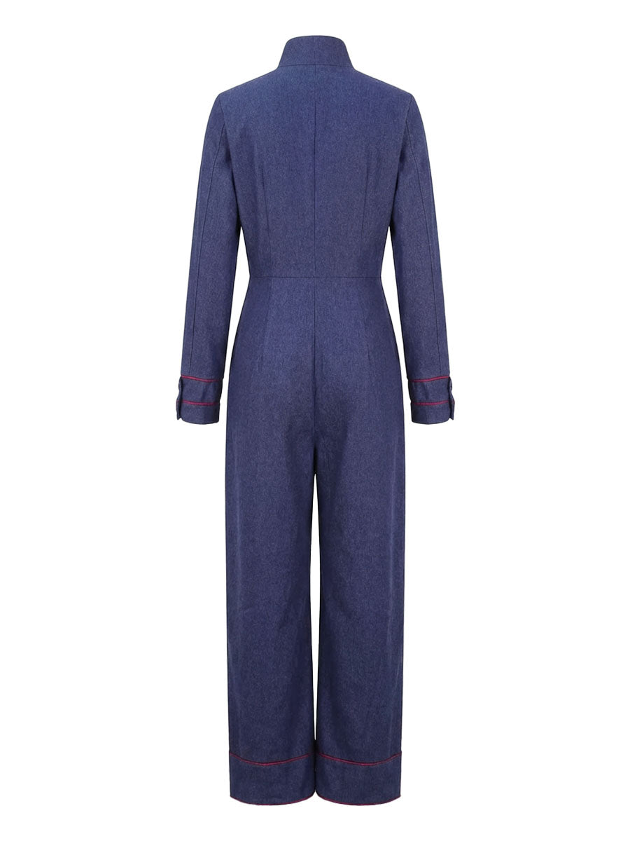 Denimkomero | Leveät lahkeet, pitkät hihat, seisova kaulus
