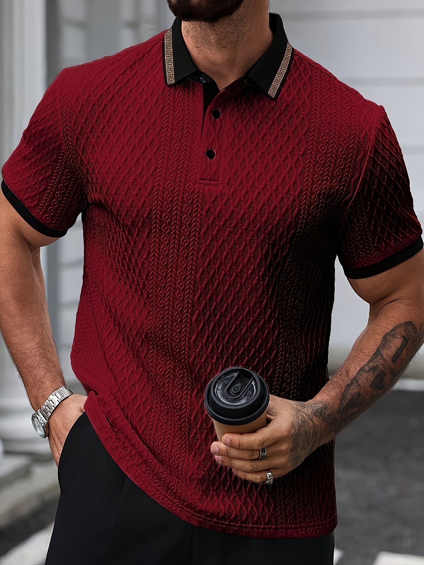 Miesten polo lyhyt hiha rakenne premium istuvuus beige