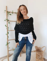 Naisten neulottu talvihuivi kaksoisholkilla, 260 cm pitkä