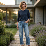 Naisten cropped farkut joustava denim nilkkapituus