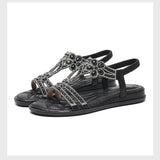 Naisten Litteät Sandalet – Avoin Varvas – Kimallevyöt – Leikattu Slingback-Muotoilu-Sandaalit-EmiyoSuomi