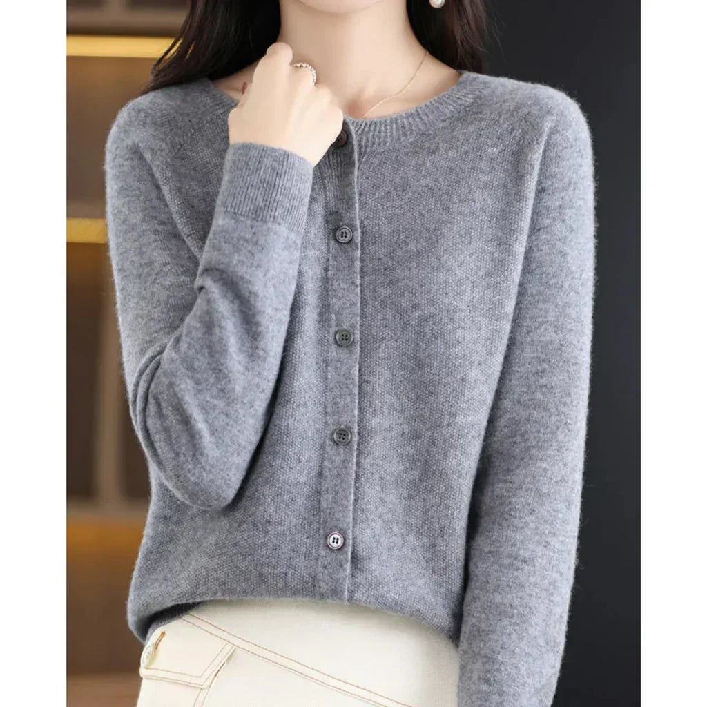 Naisten villakardigan | Merino, pyöreä kaula | S–2XL