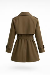 Trenchcoat | Lyhyt Silhouetti, Säädettävä Vyö | Musta, Oliivi