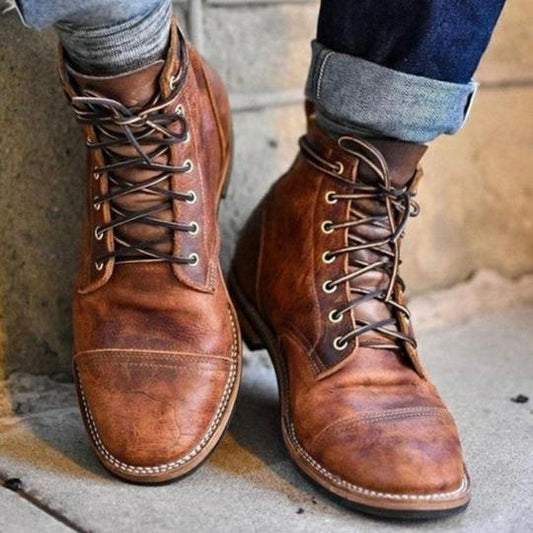 David - Saappaat Retro Nauhalliset en Cuir - Mode Chic-Kengät Miehet-EmiyoSuomi