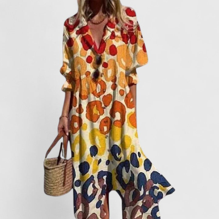Naisten boho mekko värikäs kuosi rento tyyli