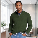 Miesten Cashmere Zip Pullover | Business Casual | Pehmeä, Elegantti
