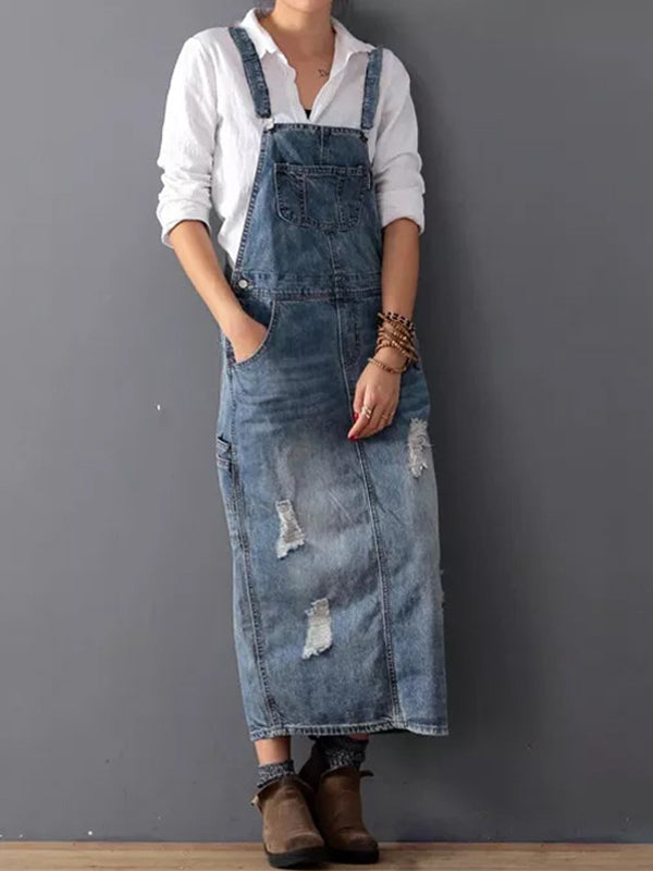 Denim Kausimekko Halkaisulla - Trendikäs & Käytännöllinen-Mekot-EmiyoSuomi
