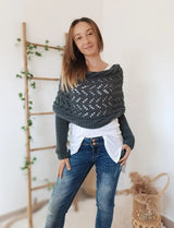 Naisten neulottu talvihuivi kaksoisholkilla, 260 cm pitkä