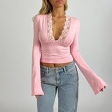 Celina - Elegantti pitsinen naisten paita - Pitkähihainen