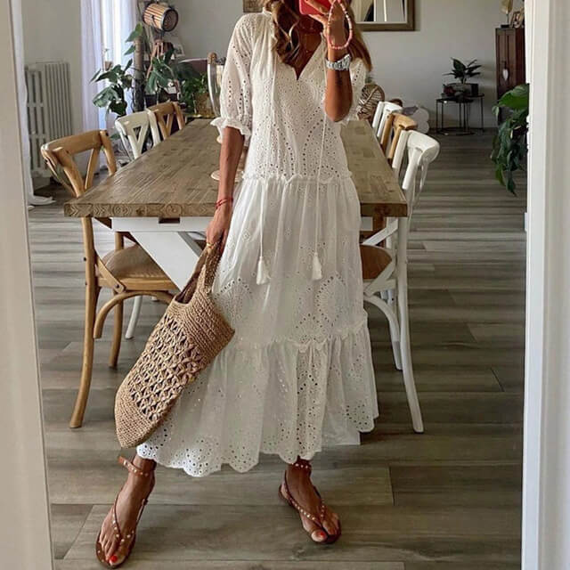 Longue Robe et Jupe Volante Parisienne - Élégance Chic-Mekot-EmiyoSuomi