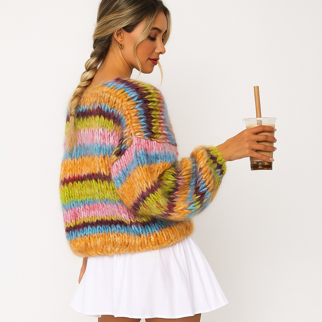 Stilla - Monivärinen Cozy Cardigan - Pehmeä Tyyli & Mukavuus