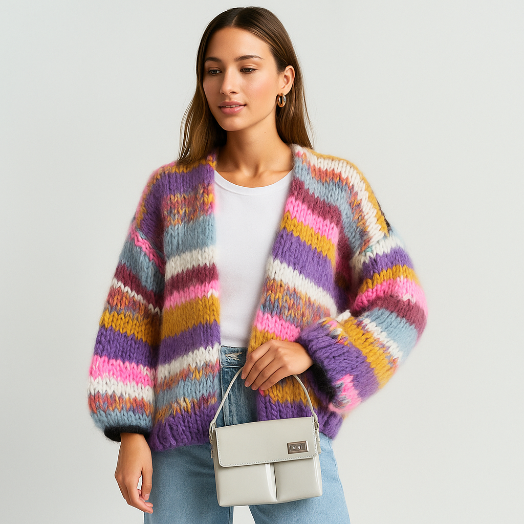 Stilla - Monivärinen Cozy Cardigan - Pehmeä Tyyli & Mukavuus