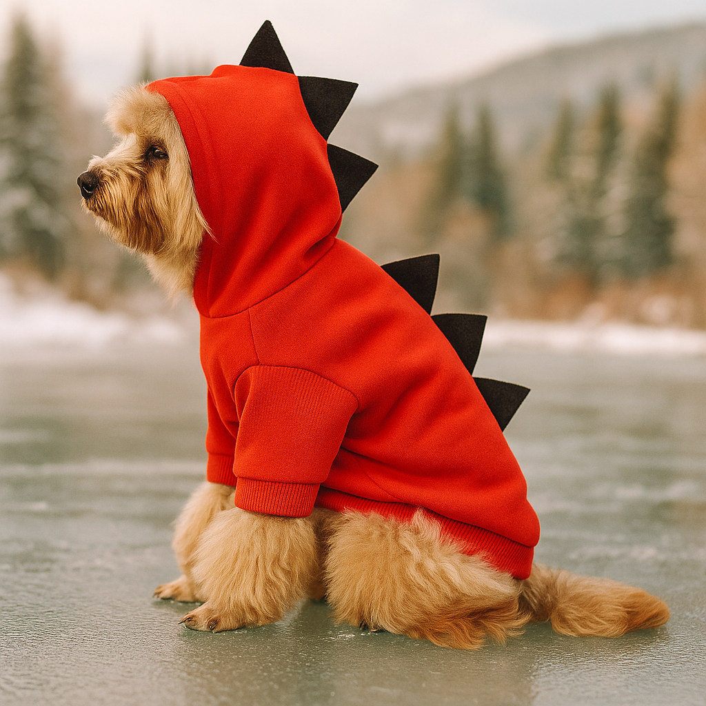 Hund Dinosaur Halloween Hoodie - Lämmin Fleece Puku - Hauska Lemmikkivaatteet