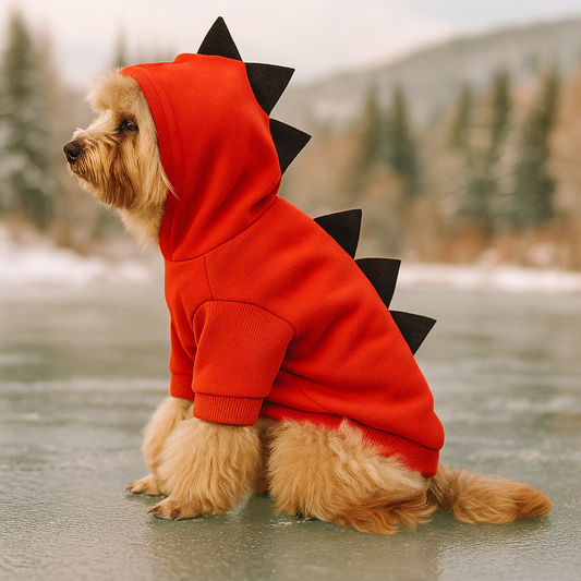 Hund Dinosaur Halloween Hoodie - Lämmin Fleece Puku - Hauska Lemmikkivaatteet
