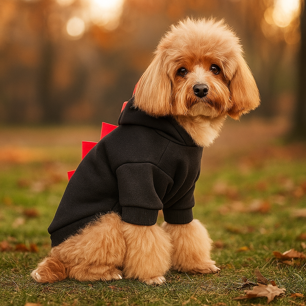 Hund Dinosaur Halloween Hoodie - Lämmin Fleece Puku - Hauska Lemmikkivaatteet