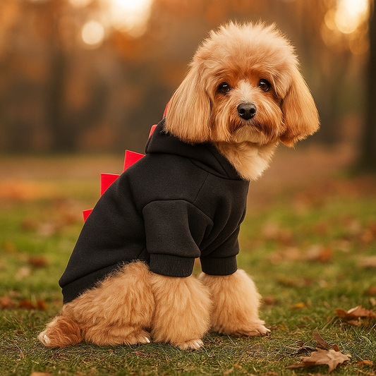 Hund Dinosaur Halloween Hoodie - Lämmin Fleece Puku - Hauska Lemmikkivaatteet