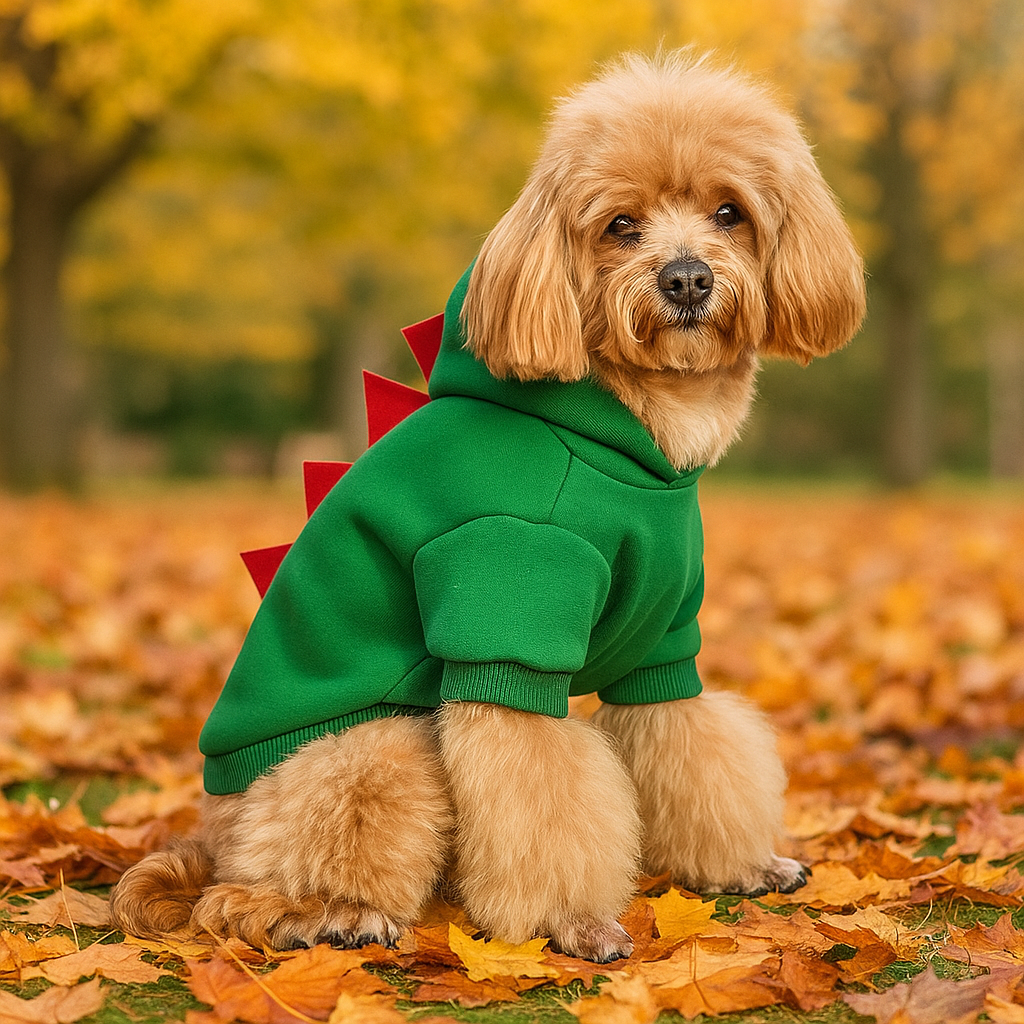 Hund Dinosaur Halloween Hoodie - Lämmin Fleece Puku - Hauska Lemmikkivaatteet