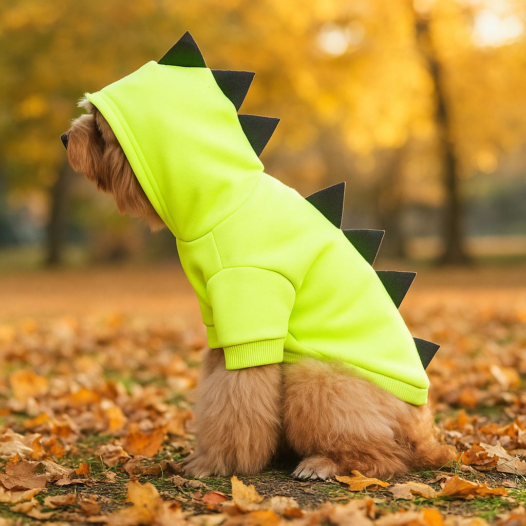 Hund Dinosaur Halloween Hoodie - Lämmin Fleece Puku - Hauska Lemmikkivaatteet