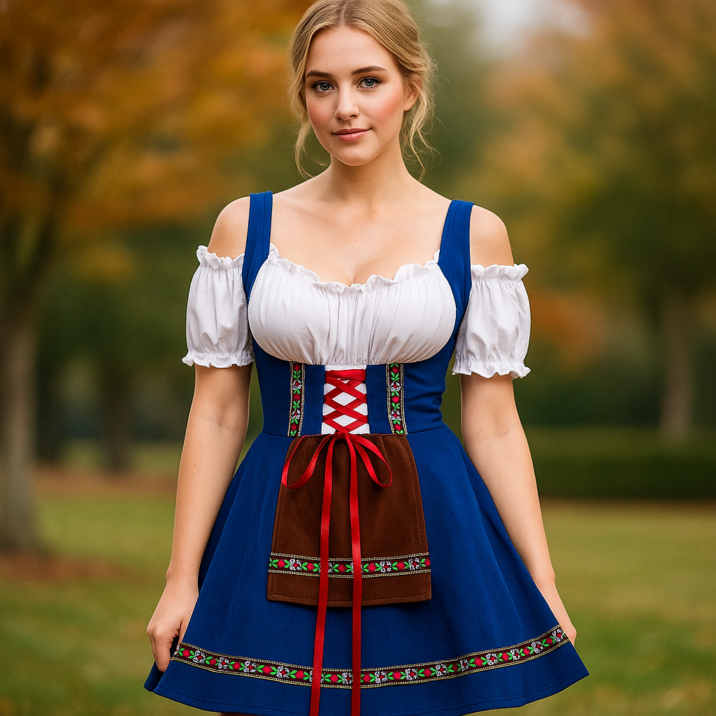 Plus Size Baijerilainen Halloween Mekko - Puffi Hihat - Mini