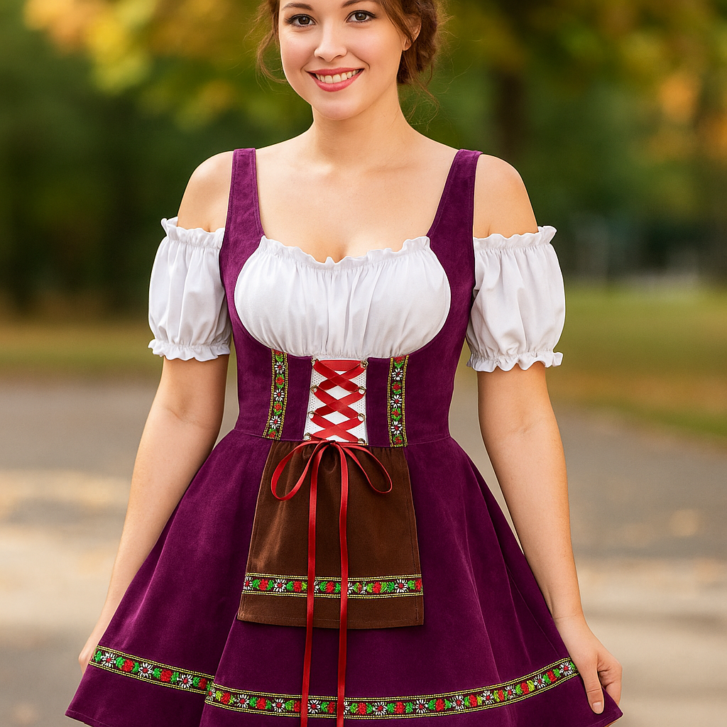 Plus Size Baijerilainen Halloween Mekko - Puffi Hihat - Mini
