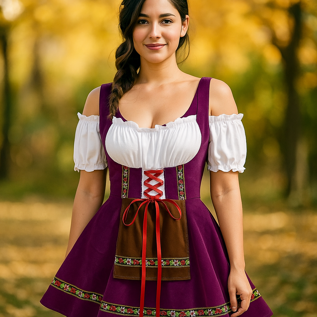 Plus Size Baijerilainen Halloween Mekko - Puffi Hihat - Mini