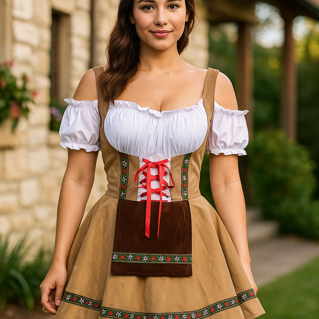 Plus Size Baijerilainen Halloween Mekko - Puffi Hihat - Mini