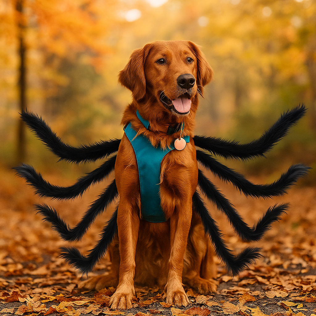 Hauska Furry Koira Halloween Puku - Pelottava Hämähäkkimuotoilu - Uniikki Asu