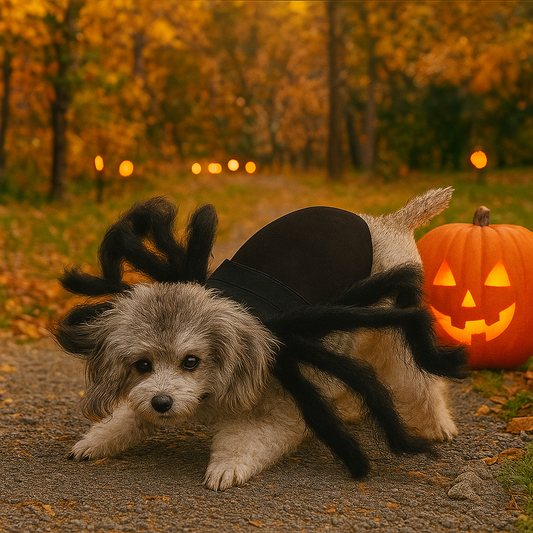 Hauska Furry Koira Halloween Puku - Pelottava Hämähäkkimuotoilu - Uniikki Asu