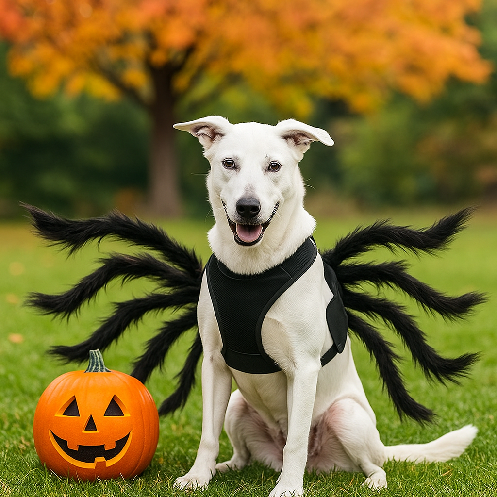 Hauska Furry Koira Halloween Puku - Pelottava Hämähäkkimuotoilu - Uniikki Asu
