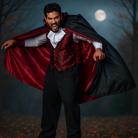 Miesten Vampyyripuku - Goottinen Pitkä Viitta - Pelottava Halloween