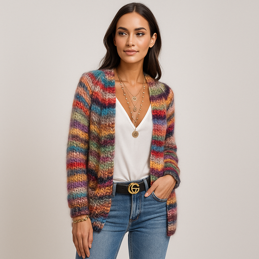 Monivärinen Cashmere Cardigan - Pehmeä Eleganssi - Ylellinen Mukavuus