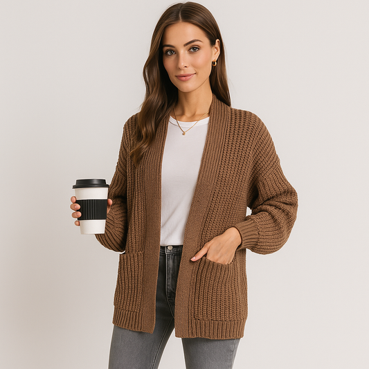 Cardigan - Pitkät Hihat - Kätevät Taskut - Mukava Pusero