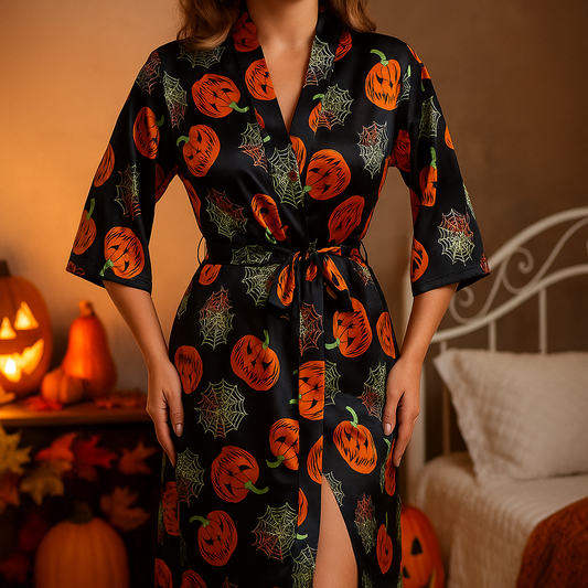 Cecilia Halloween-puku - Kurpitsakuosi - Uniikki & Hauska Naamiaisasu