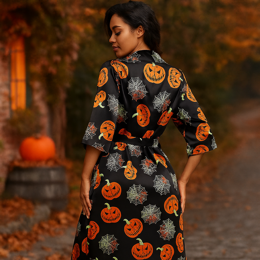 Cecilia Halloween-puku - Kurpitsakuosi - Uniikki & Hauska Naamiaisasu