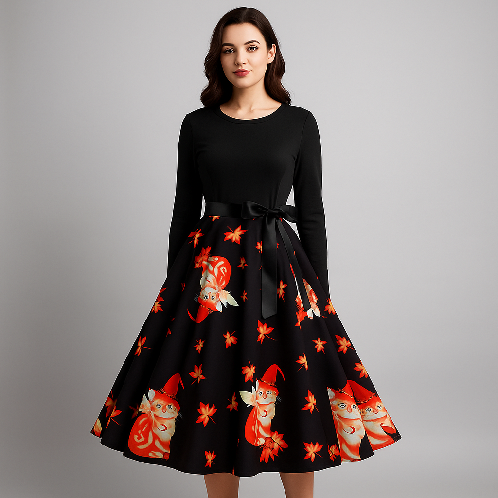Benedetta - Elegant Pitkähiha Kostyymi Mekko - Mukava Design