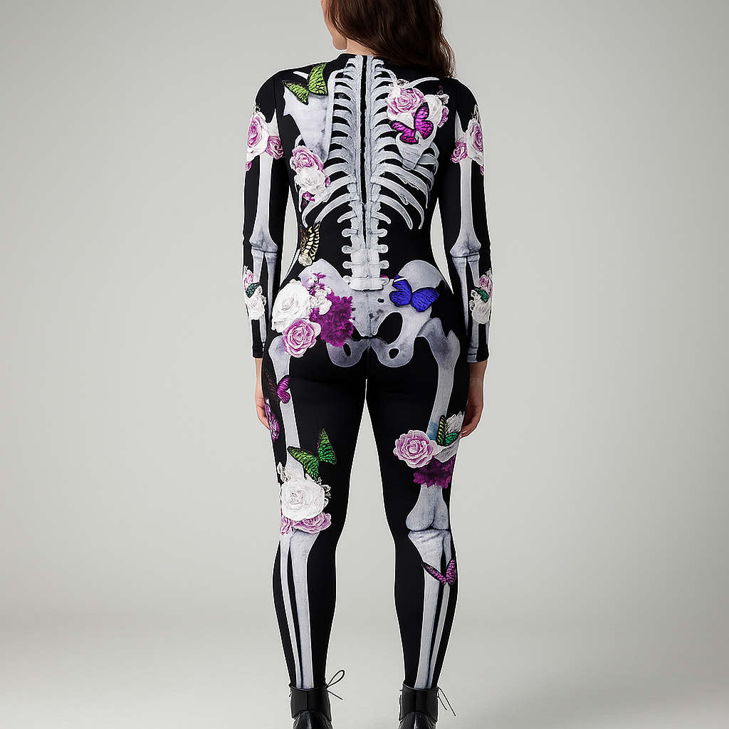 Ornella Halloween-puku - Kukallinen luuranko - Uniikki & Vahva Design